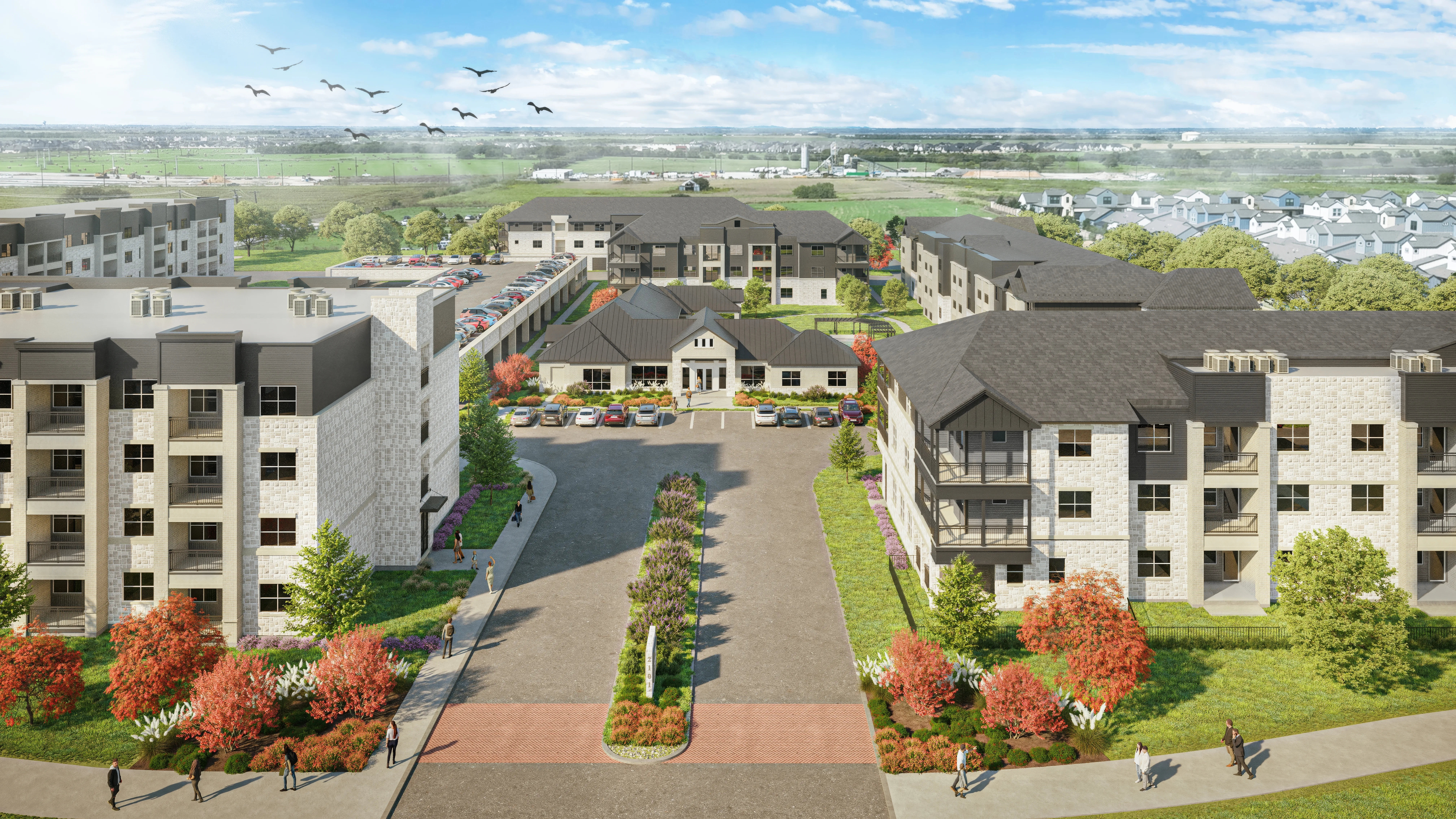 Aerial rendering of Sage at Celina Residences